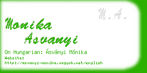 monika asvanyi business card